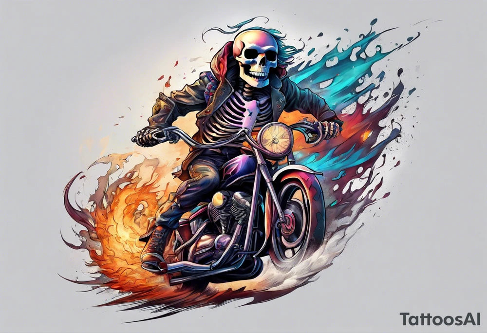 skeleton running from the world tattoo idea