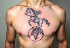 half-man, half-horse with bow hovering over the world tattoo idea
