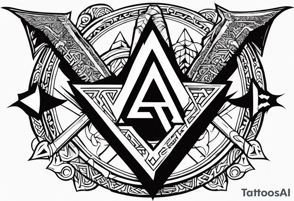 Valhalla sword
dragon axe Valknut helm of awe tattoo idea