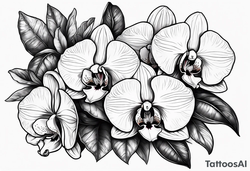 Orquídea olho de boneca e Bougainvillea delicadas e com pouca sombra tattoo idea