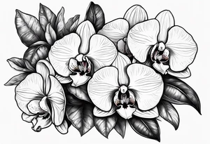 Orquídea olho de boneca e Bougainvillea delicadas e com pouca sombra tattoo idea