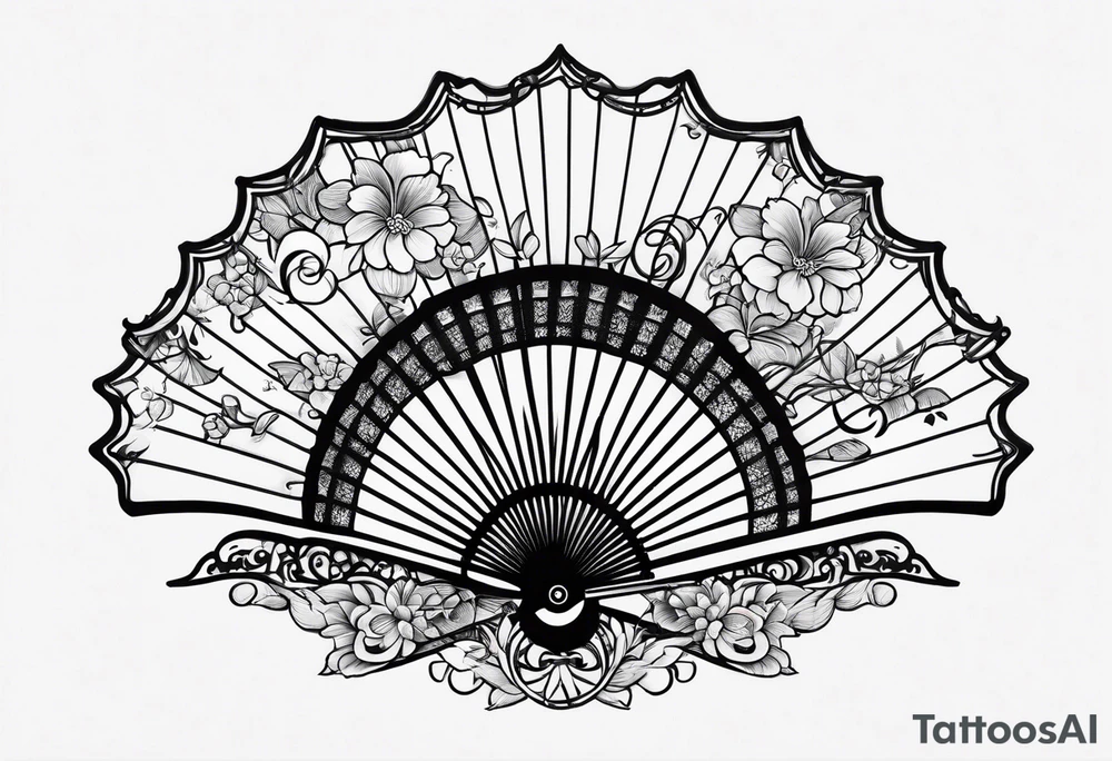 Black Japanese fan tattoo idea