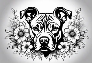 Brindle pitbull flowers tattoo idea