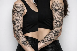 a lotus flower with fine linework tattoo idea