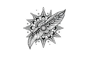 spiritual feather indian mandala shaman rune tattoo idea