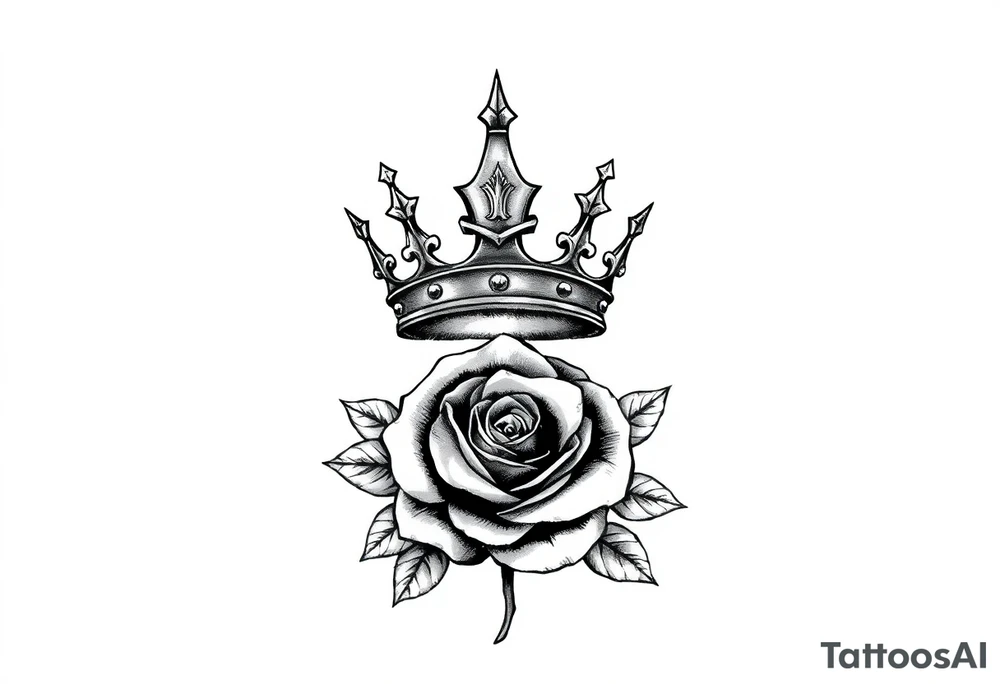 Kings crown above the name Aiden with a rose tattoo idea
