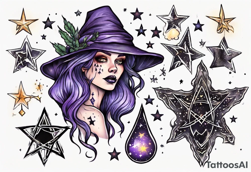 fantasy witchy. with stars tattoo idea
