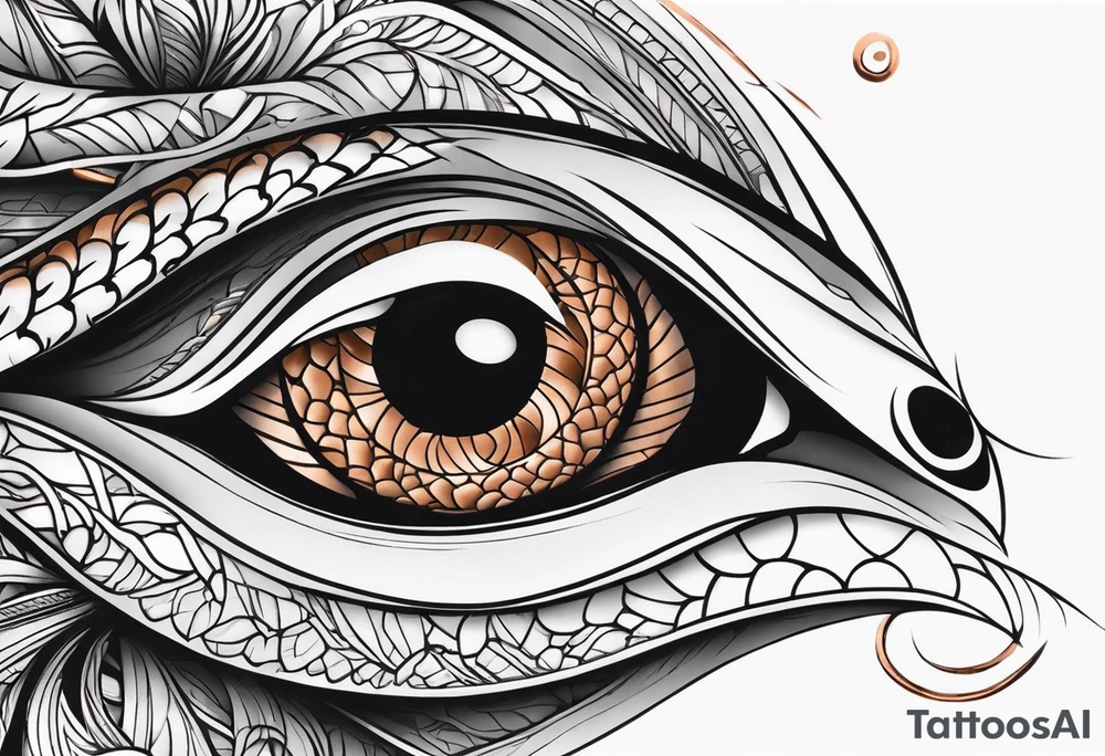 Side view of a Snake eye with copper iris tattoo idea
