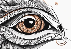 Side view of a Snake eye with copper iris tattoo idea