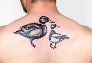 duck hunting tattoo for outside of forearm with a wood duck and mallard tattoo idea