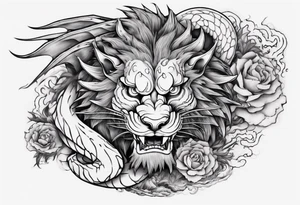 Dragón with a lion tattoo idea