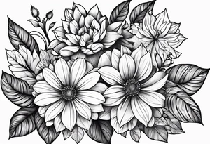 flowers, leaves tattoo idea