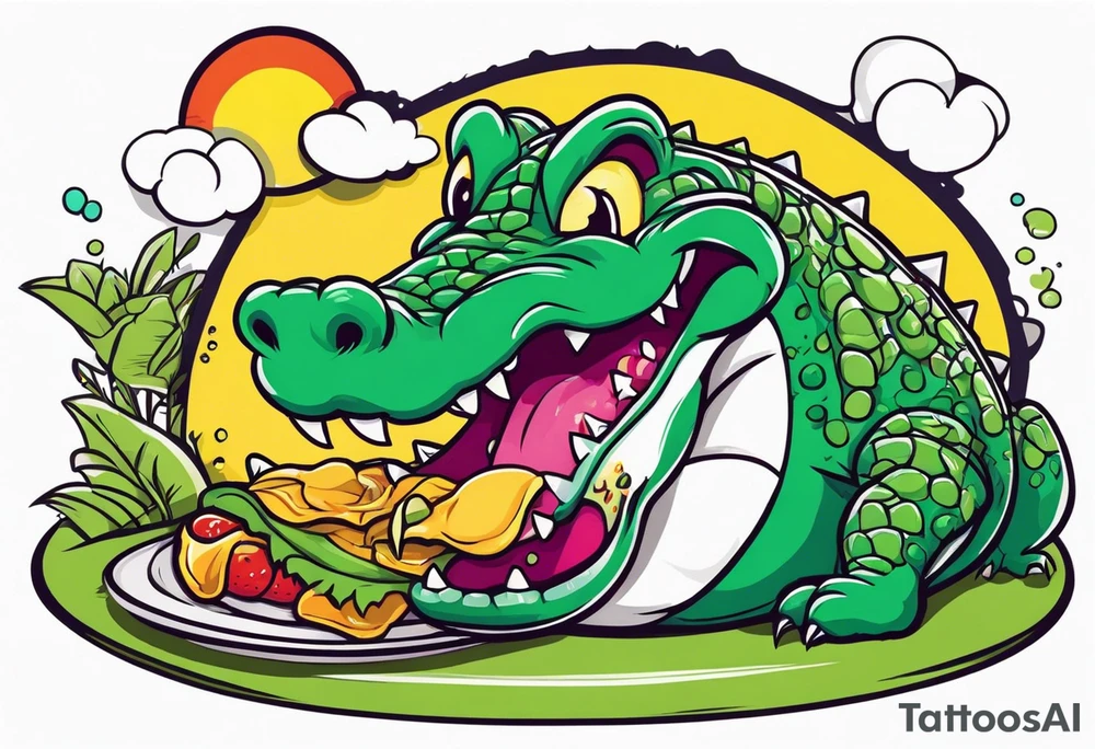 Alligator eating a human tattoo idea
