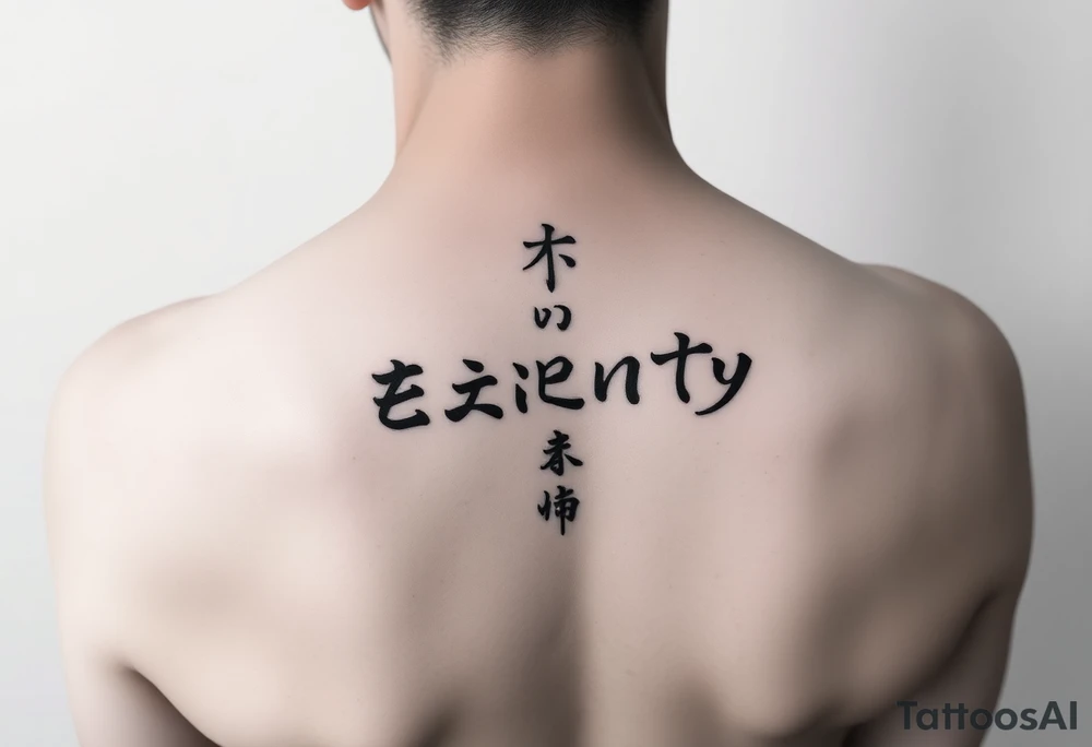 Eternity in
 font Japanese style going down on neck tattoo idea