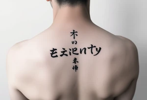 Eternity in
 font Japanese style going down on neck tattoo idea