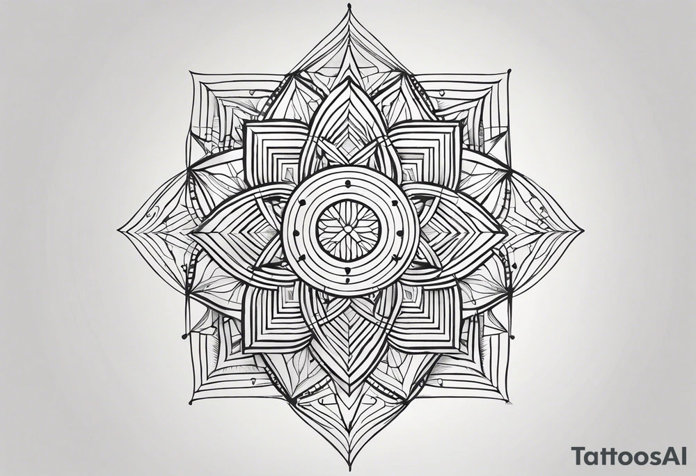 Absolutely! Here's the revised description for TattoosAI:

Tattoo Description:

I'd like a minimalist geometric tattoo design symbolizing balance in life.  The design should be abstract and avoid using a scale or mandala. I'm open to various geometric shapes and patterns, but prioritize a harmonious and balanced overall look. tattoo idea