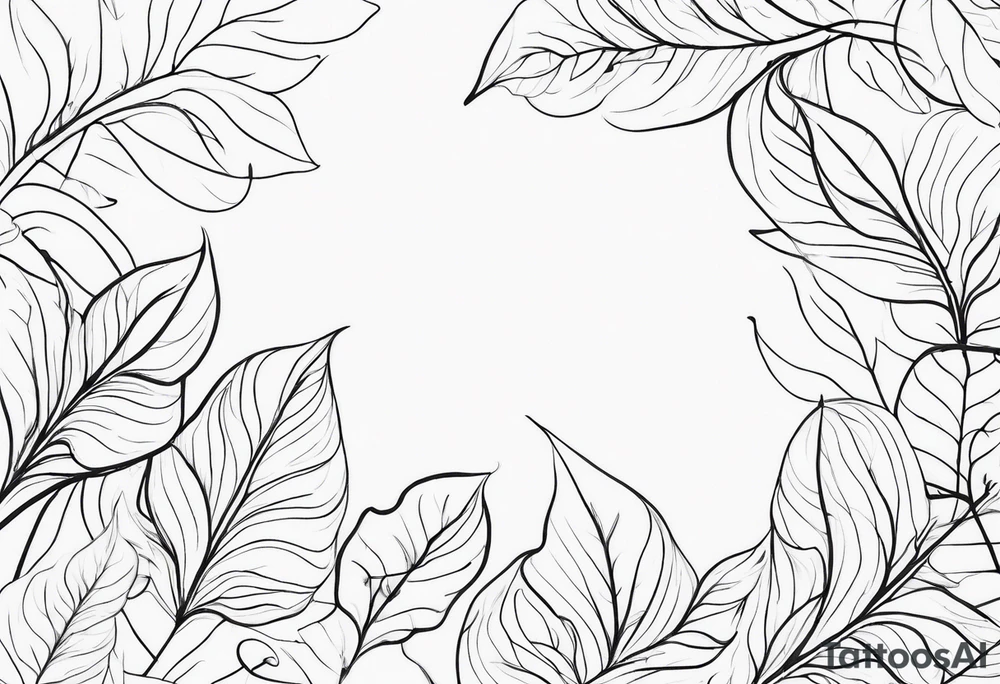 Create a delicate tattoo with beautiful flowing and delicate leaves in fineline minimalistic style tattoo idea