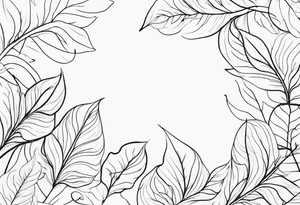 Create a delicate tattoo with beautiful flowing and delicate leaves in fineline minimalistic style tattoo idea