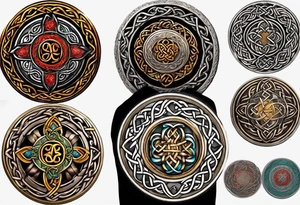 Small circular 3d colored shoulder Celtic tattoo tattoo idea