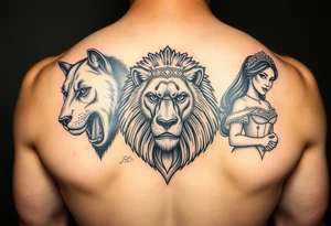 Wolf, gorilla lion and a princess tattoo idea