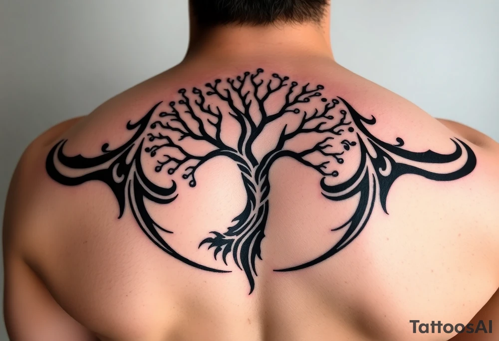 Tree moving in a spiral direction tattoo idea