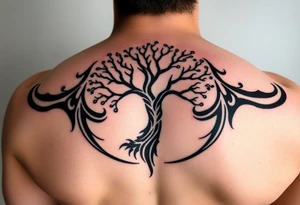 Tree moving in a spiral direction tattoo idea