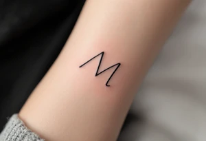 A minimalist "M" in thin charcoal gray lines with a modern geometric feel. tattoo idea