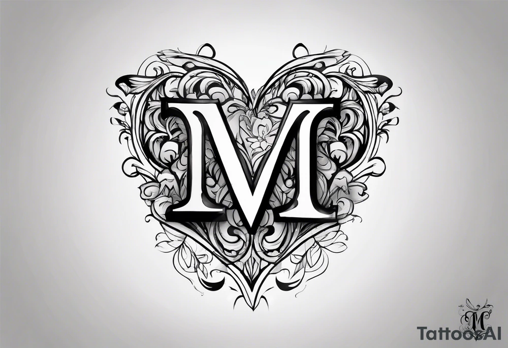Letter M and letter S with heart tattoo idea