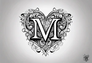 Letter M and letter S with heart tattoo idea