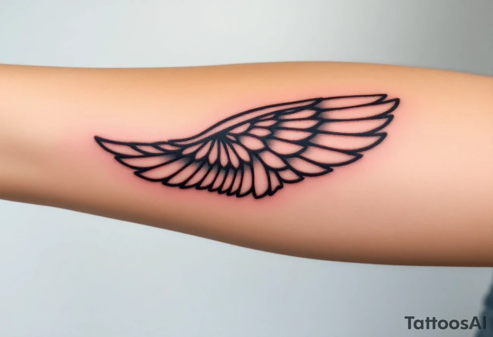 Mended Wing (kintsugi)
A feathered wing with fine hairline “cracks” that are filled (not shattered) in a gold-effect line. Reads: healed + stronger.
Tiny text option along the radius: “grace made strong” (2 Cor 12:9) or simply “still rising.” tattoo idea