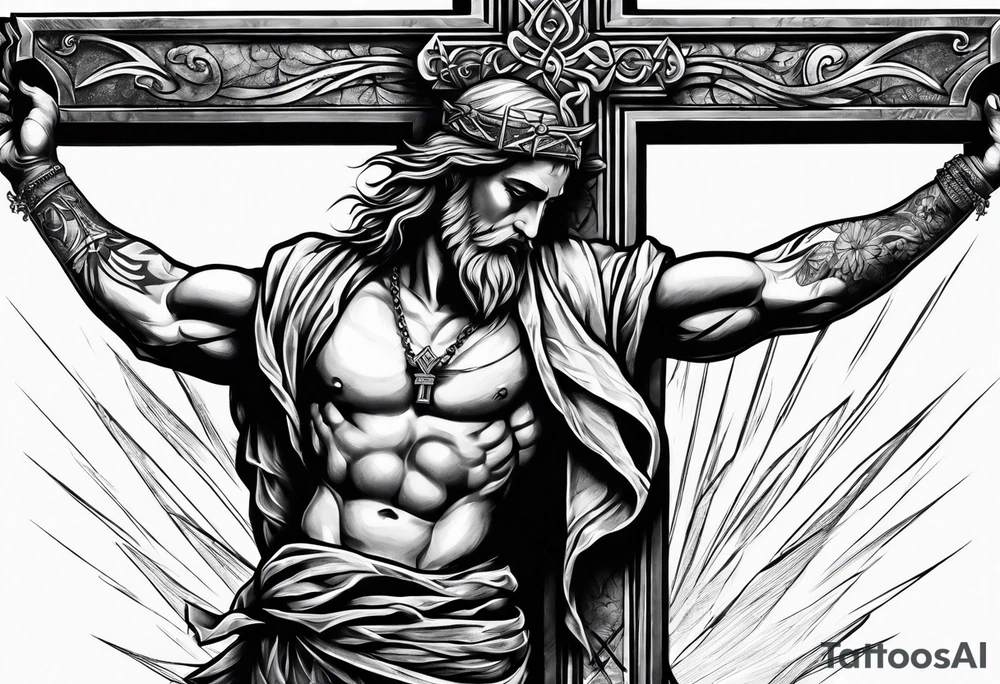 man carrying a cross tattoo idea