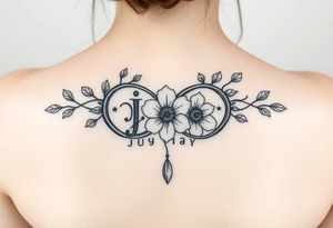 January December July birth flower infinity sign jayden maya tattoo idea