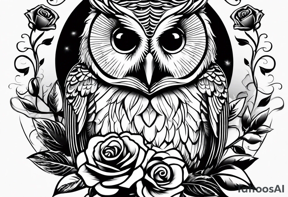 Barred owl and a rose tattoo idea
