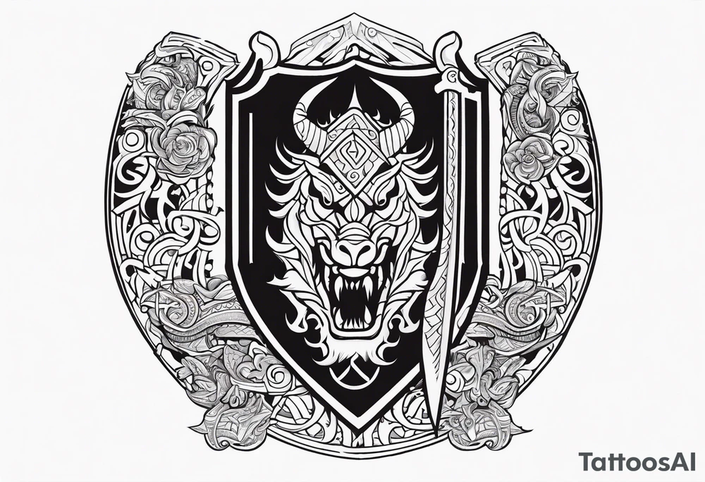 Valhalla sword shield viking ship dragon head tattoo idea Valhalla sword shield viking ship dragon head tattoo idea