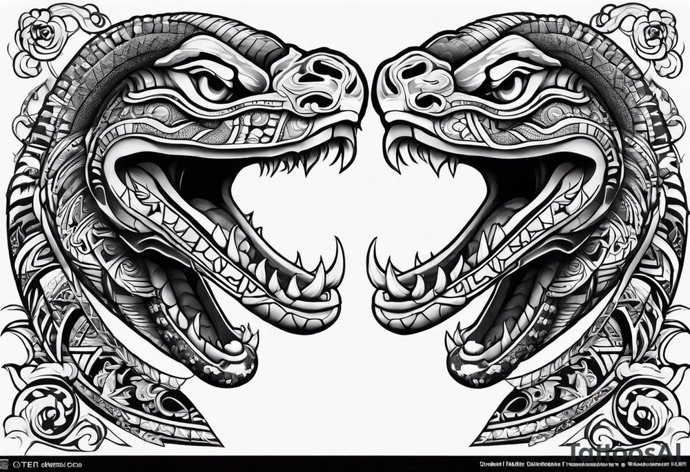 aztec kukulkan snake sleeve tattoo idea