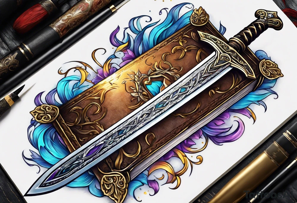 sword coming out of an open bible tattoo idea