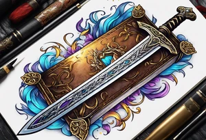sword coming out of an open bible tattoo idea