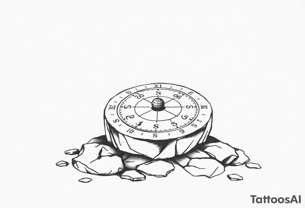 Stone sundial on the ground tattoo idea