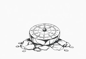Stone sundial on the ground tattoo idea