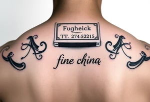 Matchbook with phone number on inside with the words “fine china” as the signature tattoo idea