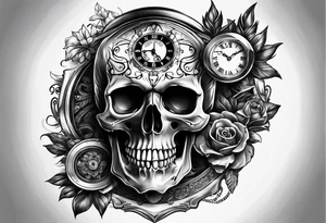 Skull mixed with watch tattoo idea