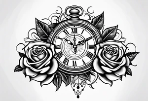 Roses and clock tattoo idea