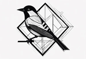 bird with small details, triangle and square forms tattoo idea