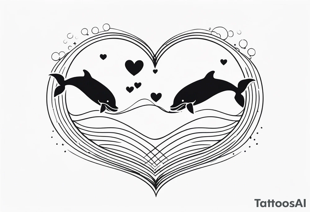 Two cartoon cute whales making heart with tails tattoo idea Two cartoon cute whales making heart with tails tattoo idea