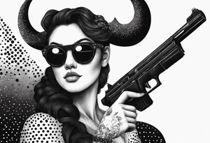 capricorn with sunglasses and gun tattoo idea