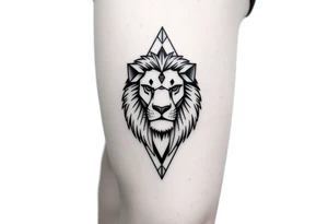 Lion with diamond geometric shapes and tattoo idea