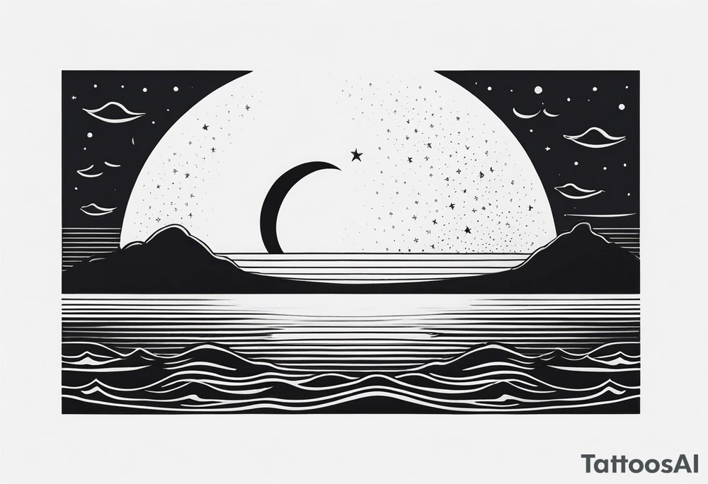 something with the moon and ocean very small half moon maximum 4cms tattoo idea