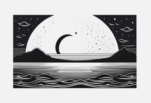 something with the moon and ocean very small half moon maximum 4cms tattoo idea