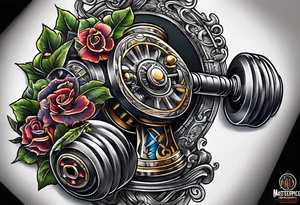 Dumbbell and strength mindset tattoo idea