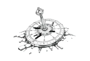 Damaged sundial on the ground tattoo idea